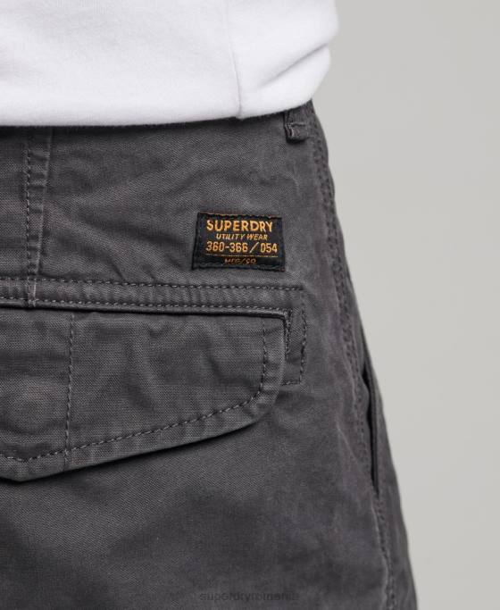 Superdry pantaloni scurți grei cargo din bumbac organic îmbrăcăminte gri inchis bărbați JX0Z250