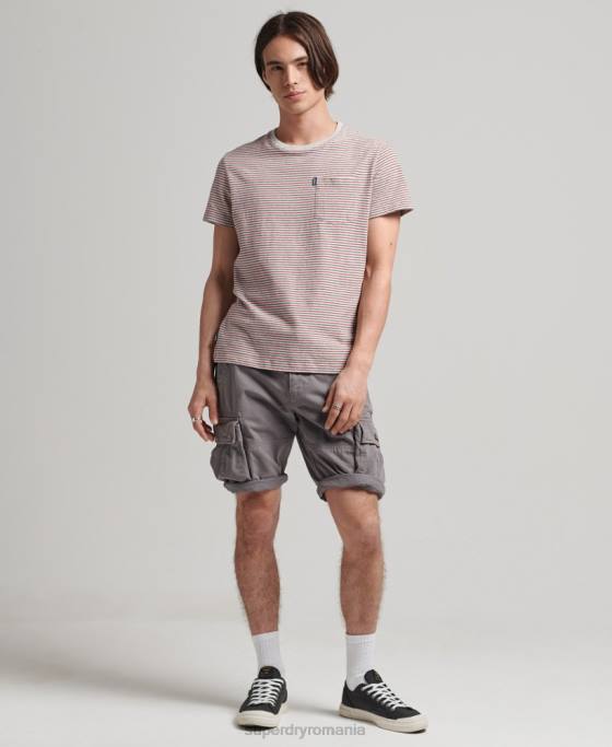Superdry pantaloni scurți grei din bumbac organic vintage core cargo îmbrăcăminte gri bărbați JX0Z335
