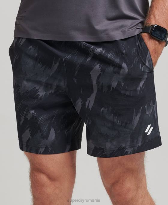 Superdry pantaloni scurți multi sport din țesătură de bază îmbrăcăminte gri inchis bărbați JX0Z333