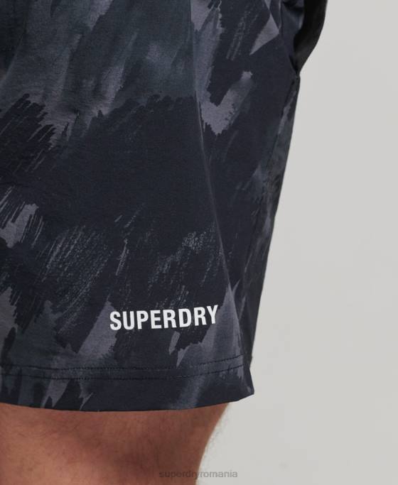 Superdry pantaloni scurți multi sport din țesătură de bază îmbrăcăminte gri inchis bărbați JX0Z333