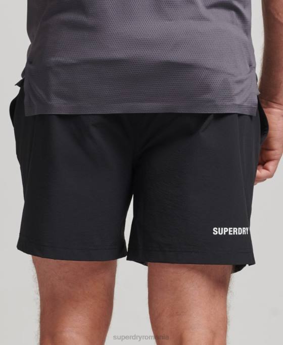 Superdry pantaloni scurți multi sport din țesătură de bază îmbrăcăminte negru bărbați JX0Z285