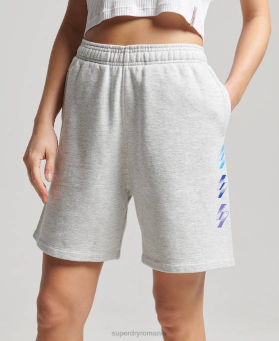 Superdry pantaloni scurți pentru băiat cu logo semiton îmbrăcăminte gri femei JX0Z3165