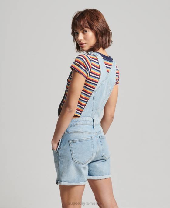 Superdry pantaloni scurți salopete utilitare îmbrăcăminte albastru deschis femei JX0Z4102
