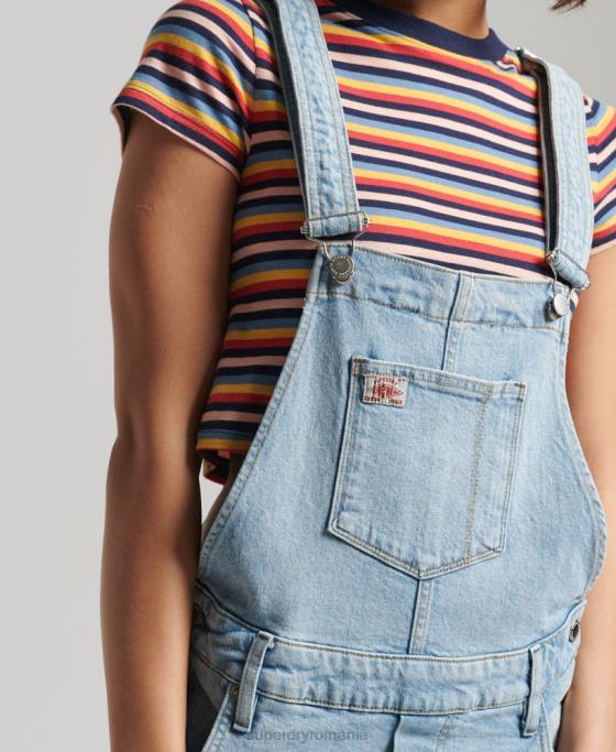 Superdry pantaloni scurți salopete utilitare îmbrăcăminte albastru deschis femei JX0Z4102