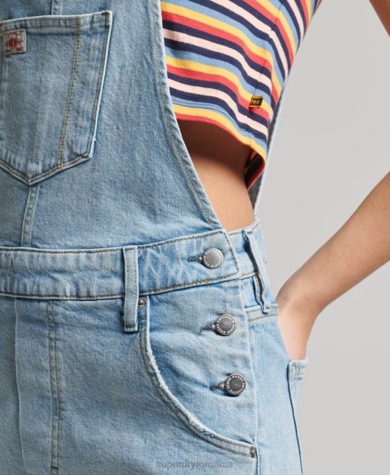 Superdry pantaloni scurți salopete utilitare îmbrăcăminte albastru deschis femei JX0Z4102