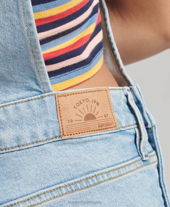 Superdry pantaloni scurți salopete utilitare îmbrăcăminte albastru deschis femei JX0Z4102