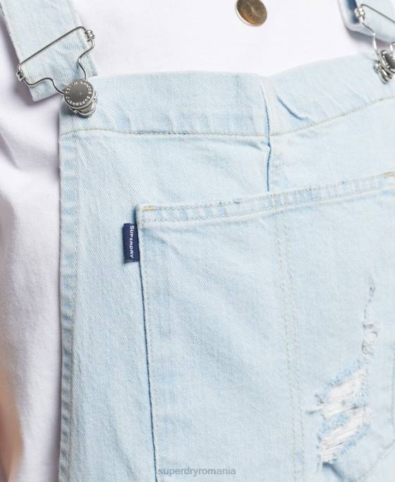 Superdry pantaloni scurți salopete vintage îmbrăcăminte albastru deschis femei JX0Z4099