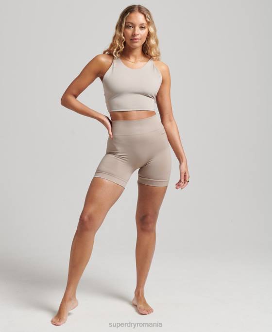 Superdry pantaloni scurți strâmți fără cusături îmbrăcăminte gri deschis femei JX0Z6314