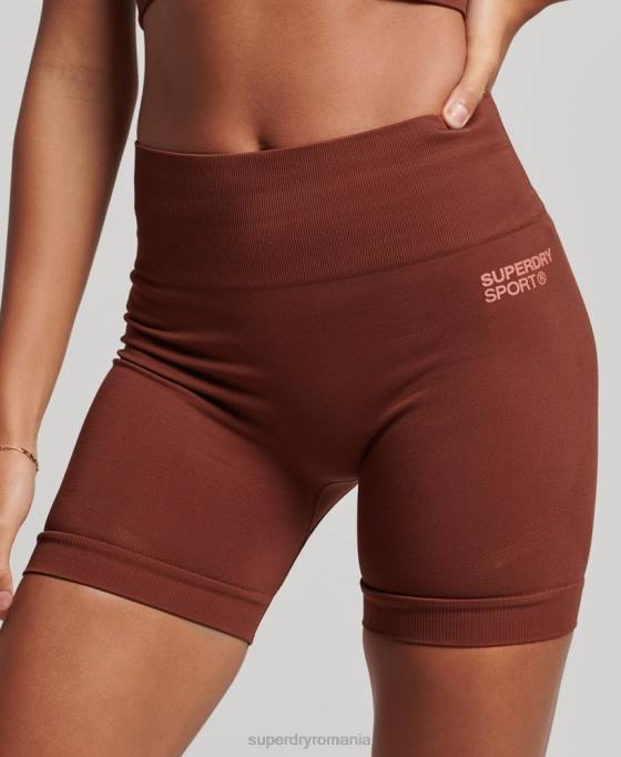 Superdry pantaloni scurți strâmți fără cusături îmbrăcăminte maro femei JX0Z3124