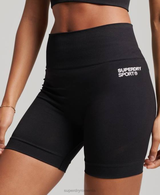Superdry pantaloni scurți strâmți fără cusături îmbrăcăminte negru femei JX0Z3117