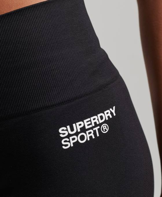 Superdry pantaloni scurți strâmți fără cusături îmbrăcăminte negru femei JX0Z3117