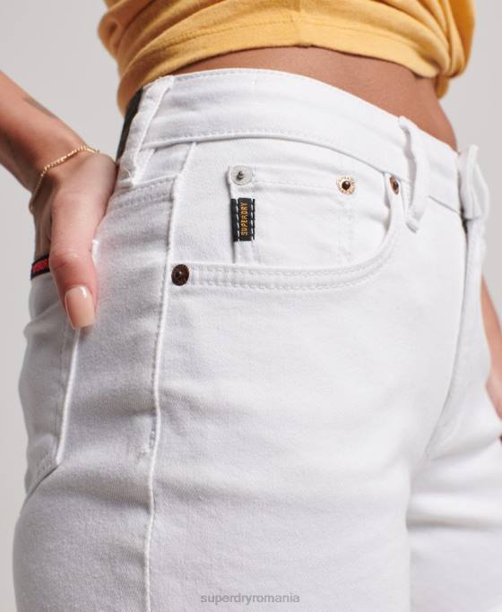 Superdry pantaloni scurți subțiri cu talie medie îmbrăcăminte alb femei JX0Z2153
