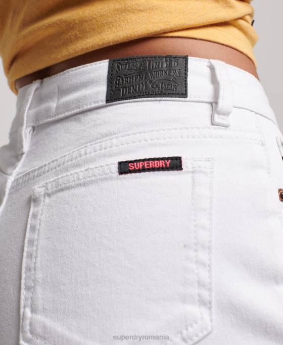 Superdry pantaloni scurți subțiri cu talie medie îmbrăcăminte alb femei JX0Z2153