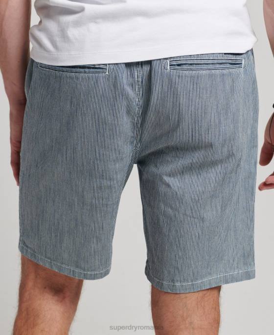 Superdry pantaloni scurți supravopsiți îmbrăcăminte albastru deschis bărbați JX0Z259