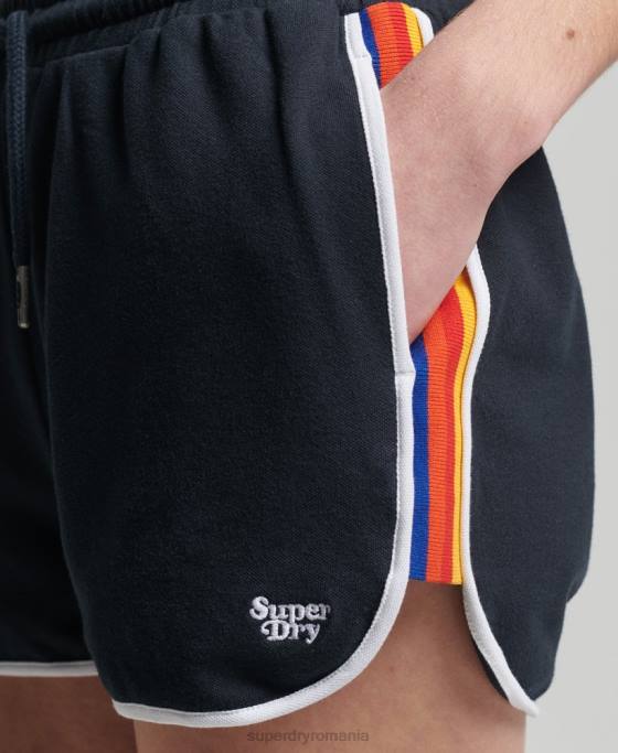 Superdry pantaloni scurți vintage cu dungi din bumbac organic îmbrăcăminte marina femei JX0Z6542