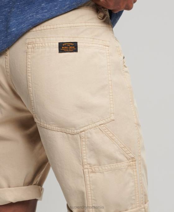 Superdry pantaloni scurți vintage dulgher din bumbac organic îmbrăcăminte cremă bărbați JX0Z331