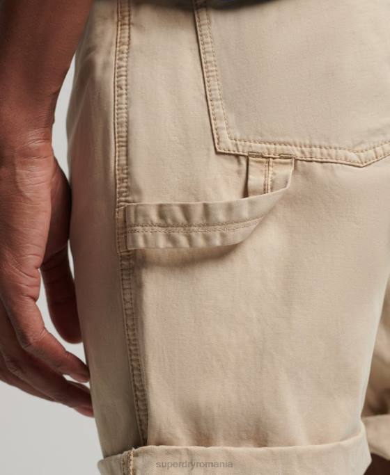 Superdry pantaloni scurți vintage dulgher din bumbac organic îmbrăcăminte cremă bărbați JX0Z331