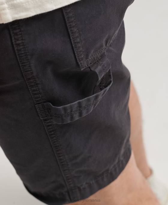 Superdry pantaloni scurți vintage dulgher din bumbac organic îmbrăcăminte negru bărbați JX0Z309