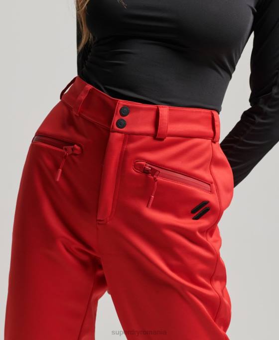 Superdry pantaloni slim softshell de schi îmbrăcăminte roșu femei JX0Z2590