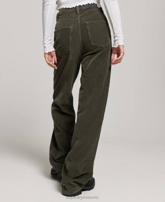 Superdry pantaloni vintage cu snur lat îmbrăcăminte kaki femei JX0Z2586