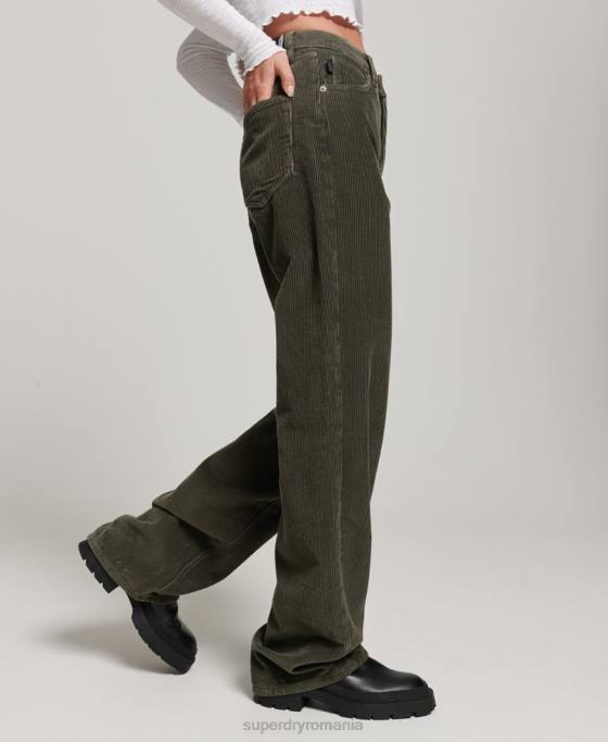 Superdry pantaloni vintage cu snur lat îmbrăcăminte kaki femei JX0Z2586