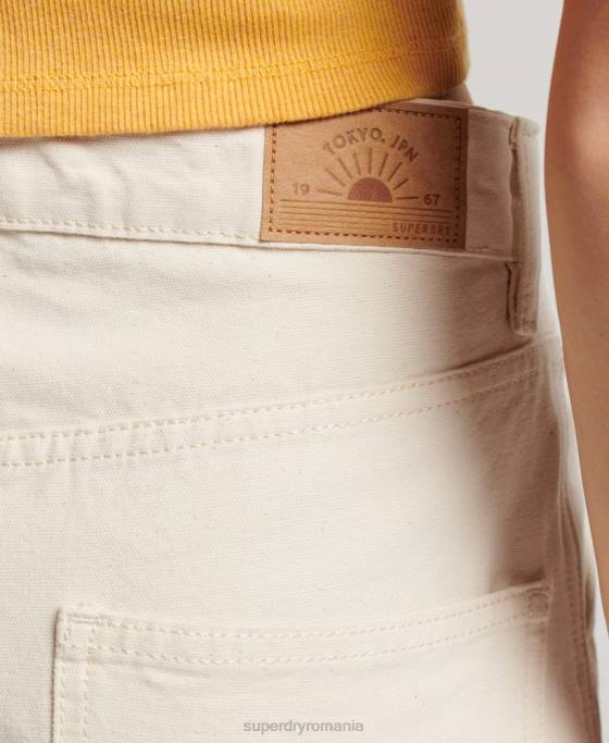 Superdry pantaloni vintage largi de dulgher din bumbac organic îmbrăcăminte cremă femei JX0Z2573