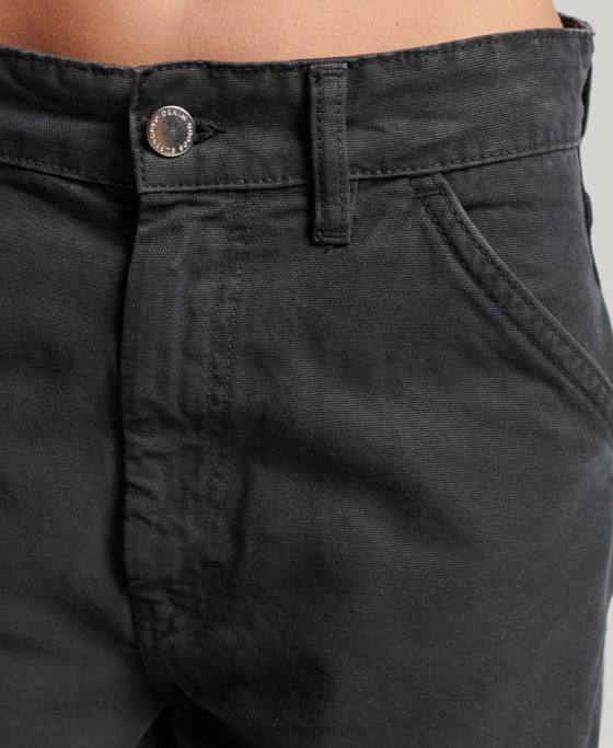 Superdry pantaloni vintage largi de dulgher din bumbac organic îmbrăcăminte gri inchis femei JX0Z2557