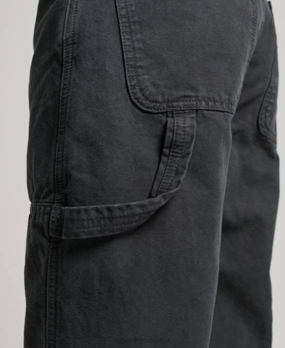 Superdry pantaloni vintage largi de dulgher din bumbac organic îmbrăcăminte gri inchis femei JX0Z2557