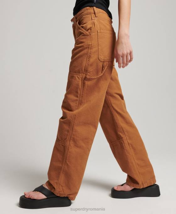 Superdry pantaloni vintage largi de dulgher din bumbac organic îmbrăcăminte maro femei JX0Z2561