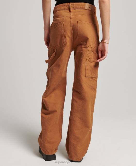 Superdry pantaloni vintage largi de dulgher din bumbac organic îmbrăcăminte maro femei JX0Z2561