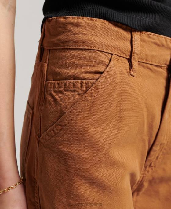 Superdry pantaloni vintage largi de dulgher din bumbac organic îmbrăcăminte maro femei JX0Z2561