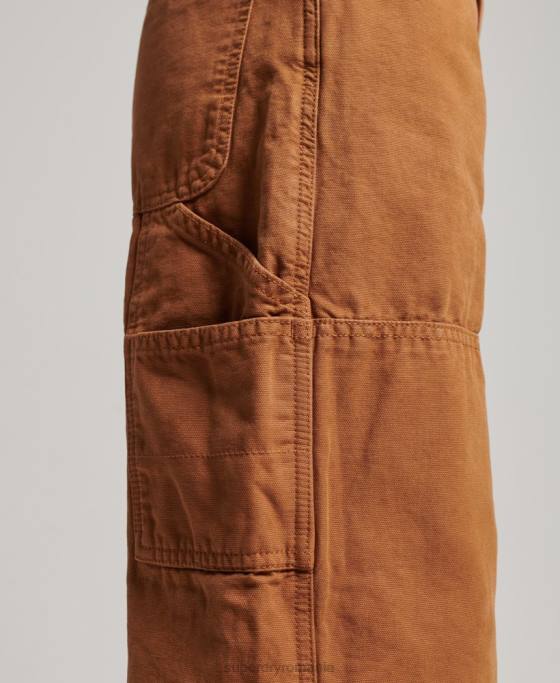 Superdry pantaloni vintage largi de dulgher din bumbac organic îmbrăcăminte maro femei JX0Z2561