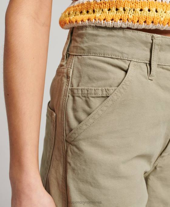 Superdry pantaloni vintage largi de dulgher din bumbac organic îmbrăcăminte verde femei JX0Z2556