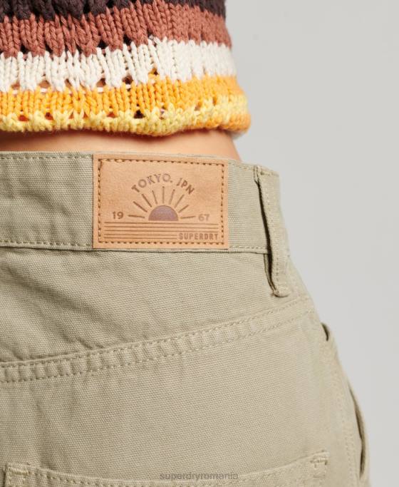 Superdry pantaloni vintage largi de dulgher din bumbac organic îmbrăcăminte verde femei JX0Z2556