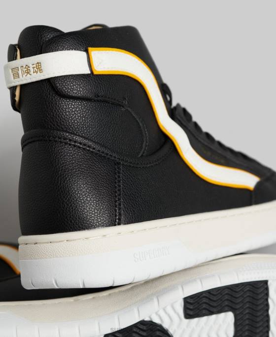 Superdry pantofi sport de înaltă coș vegan vintage pantofi negru bărbați JX0Z1910