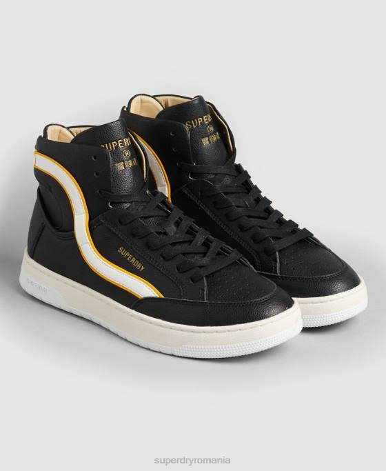 Superdry pantofi sport de înaltă coș vegan vintage pantofi negru femei JX0Z4348
