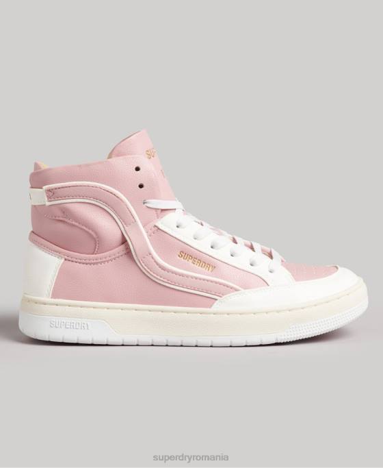 Superdry pantofi sport de înaltă coș vegan vintage pantofi roz femei JX0Z6673