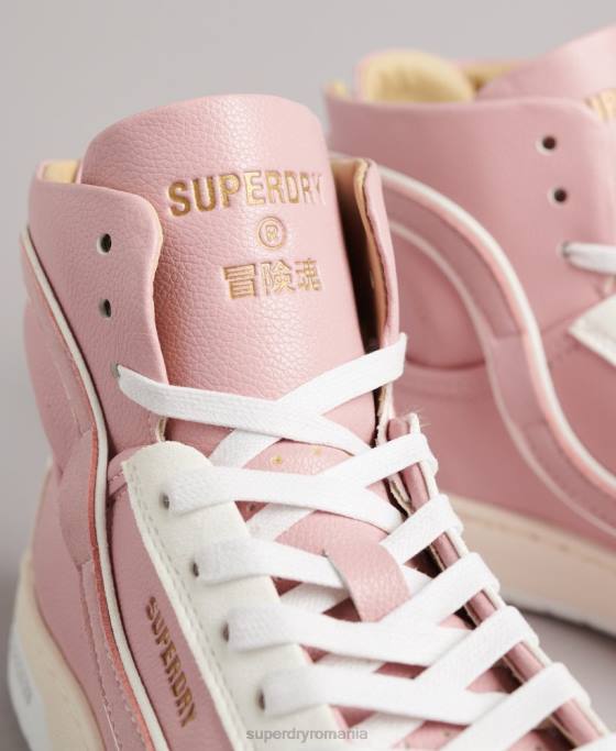 Superdry pantofi sport de înaltă coș vegan vintage pantofi roz femei JX0Z6673