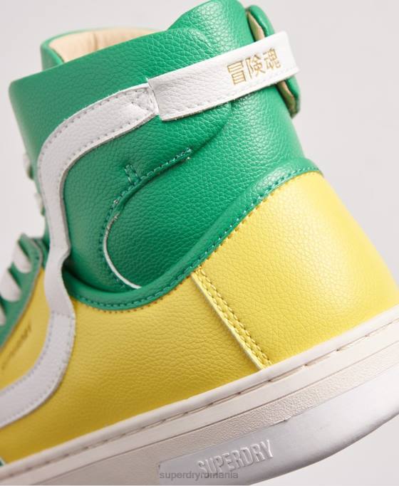 Superdry pantofi sport vegan basket lux pantofi galben femei JX0Z4410