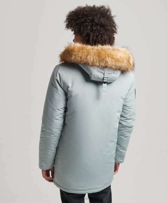 Superdry parka Everest cu glugă din blană artificială îmbrăcăminte albastru deschis bărbați JX0Z1007