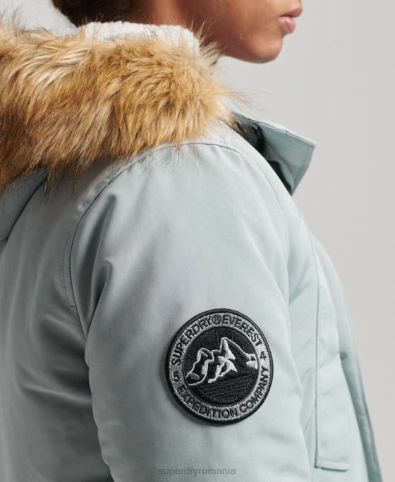 Superdry parka Everest cu glugă din blană artificială îmbrăcăminte albastru deschis bărbați JX0Z1007
