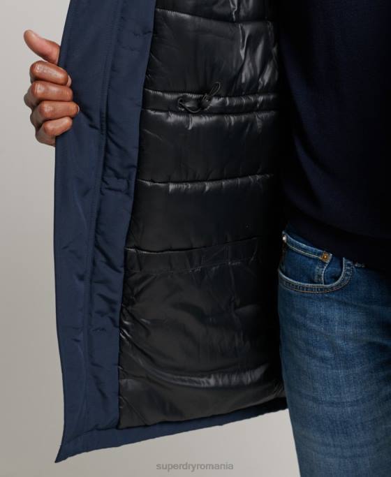 Superdry parka Everest cu glugă din blană artificială îmbrăcăminte marina bărbați JX0Z1005