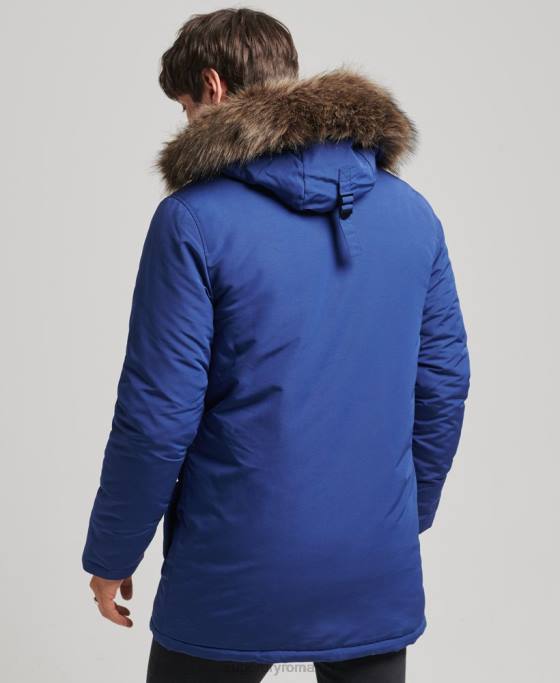 Superdry parka Everest cu glugă din blană artificială îmbrăcăminte marina bărbați JX0Z4498