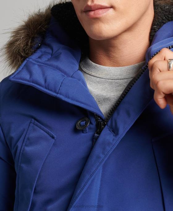 Superdry parka Everest cu glugă din blană artificială îmbrăcăminte marina bărbați JX0Z4498