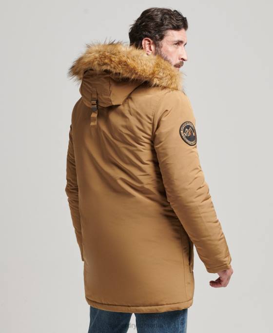 Superdry parka Everest cu glugă din blană artificială îmbrăcăminte maro bărbați JX0Z1008