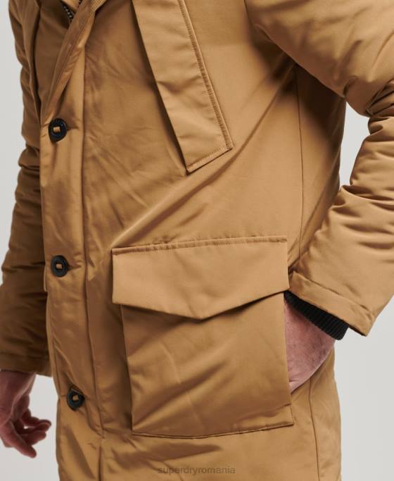 Superdry parka Everest cu glugă din blană artificială îmbrăcăminte maro bărbați JX0Z1008
