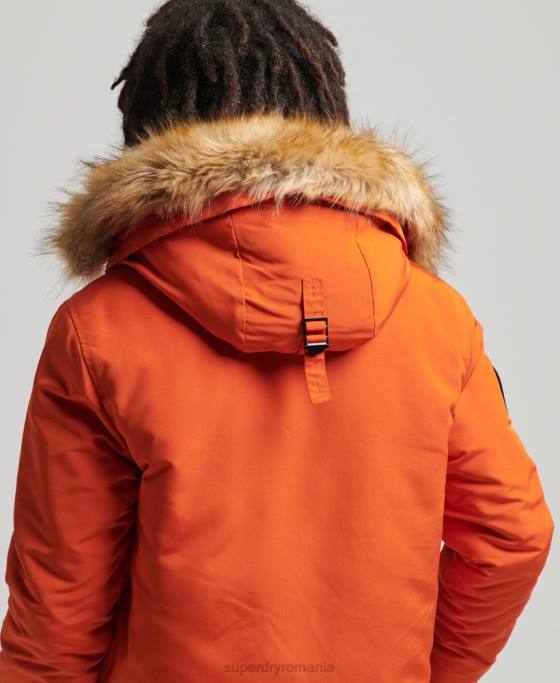 Superdry parka Everest cu glugă din blană artificială îmbrăcăminte portocale bărbați JX0Z1004