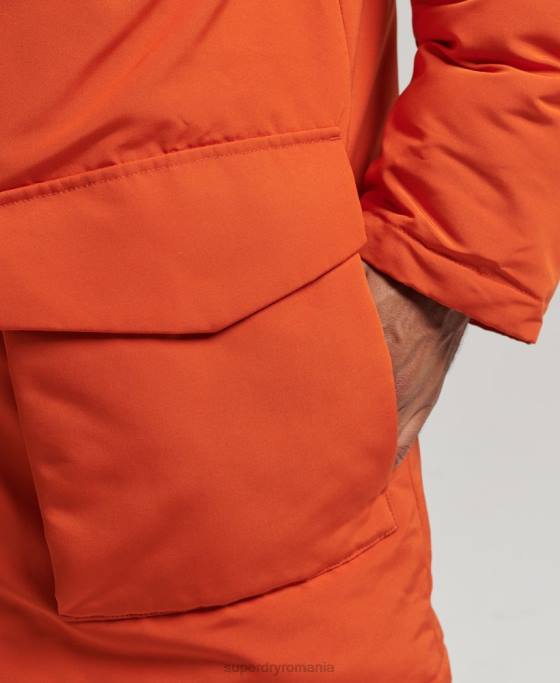 Superdry parka Everest cu glugă din blană artificială îmbrăcăminte portocale bărbați JX0Z1004