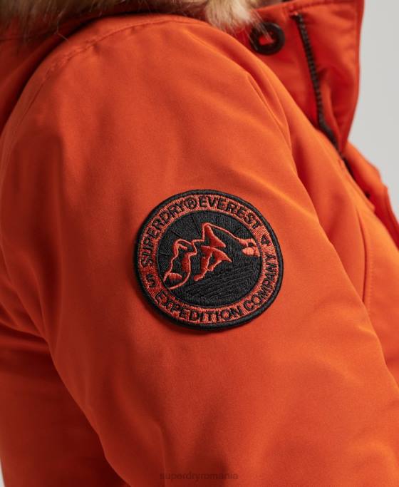 Superdry parka Everest cu glugă din blană artificială îmbrăcăminte portocale bărbați JX0Z1004