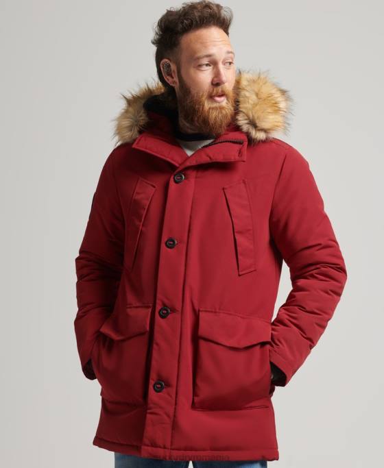 Superdry parka Everest cu glugă din blană artificială îmbrăcăminte roșu bărbați JX0Z1061